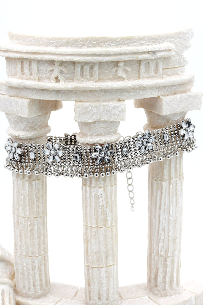 retro crystal flower beads choker