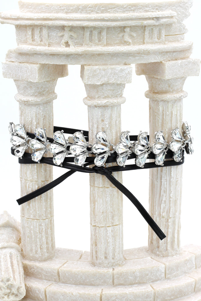 luxury clover crystal leather choker