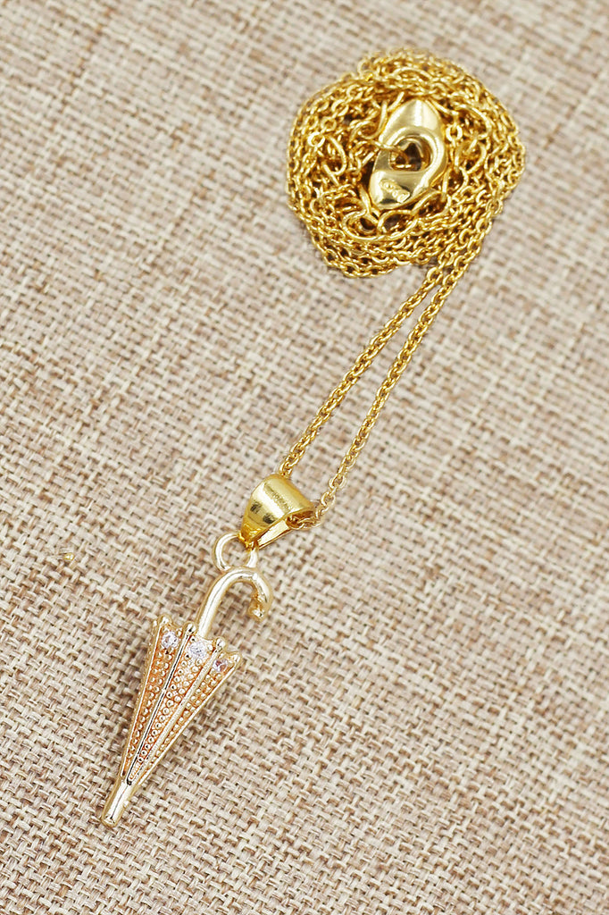 elegant umbrella crystal pendant necklace
