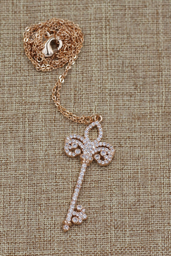 full crystal key necklace
