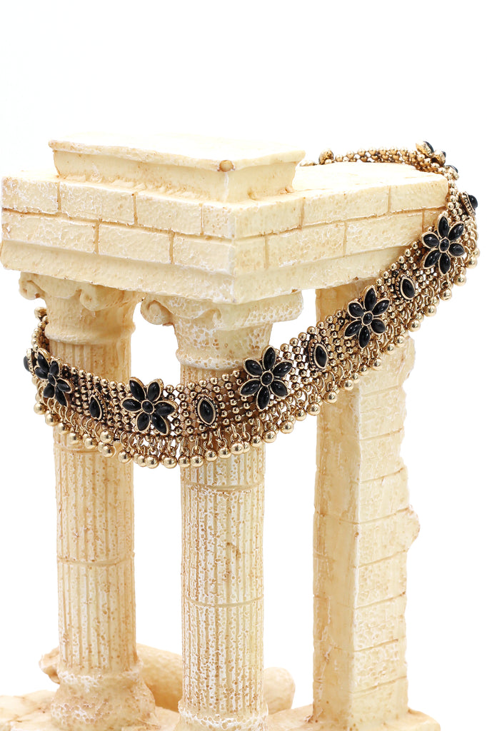 retro crystal flower beads choker