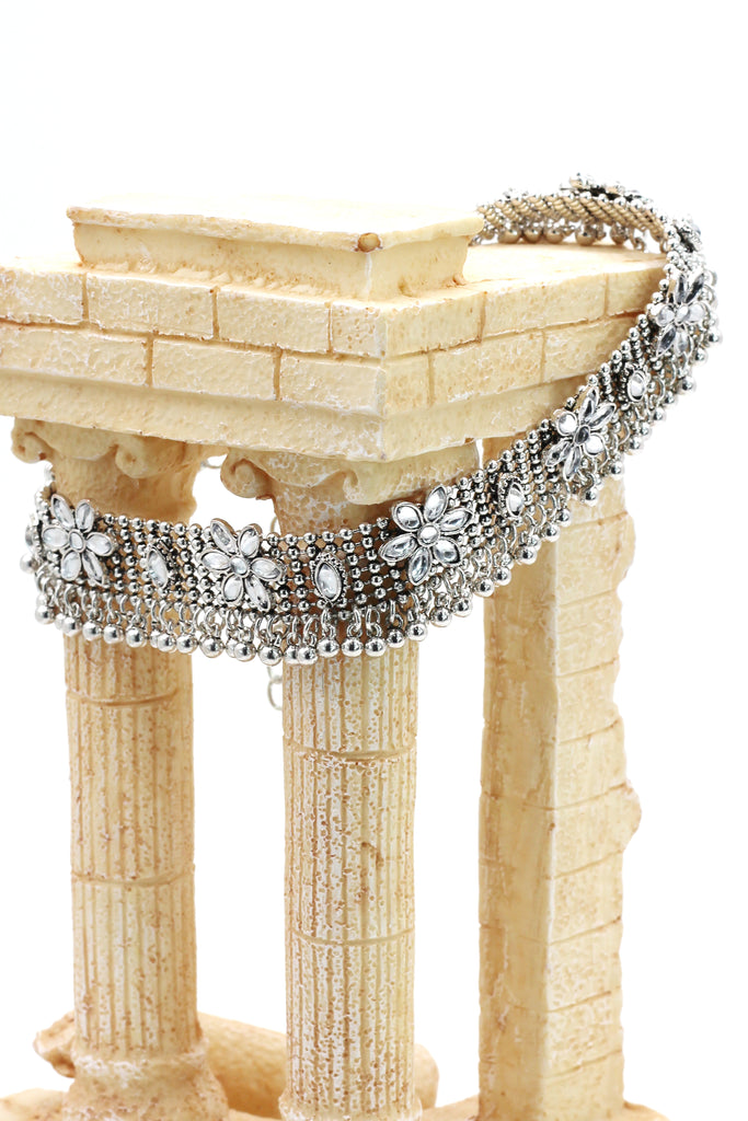 retro crystal flower beads choker