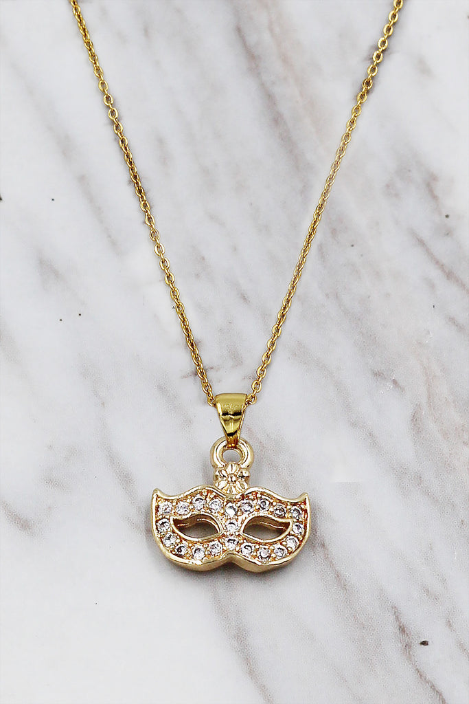 elegant mini mask crystal necklace