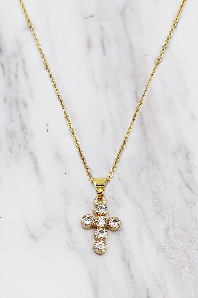 fashion mini cross crystal necklace