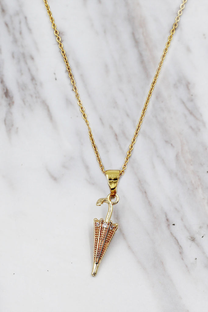 elegant umbrella crystal pendant necklace
