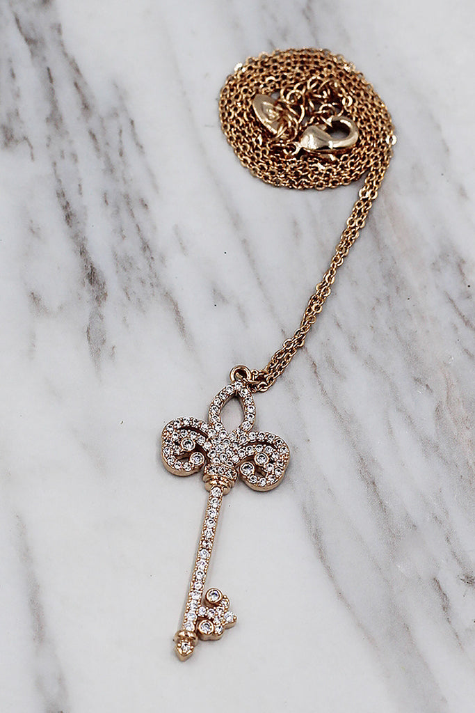 full crystal key necklace