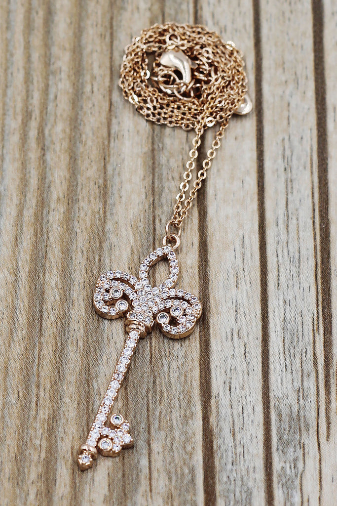 full crystal key necklace