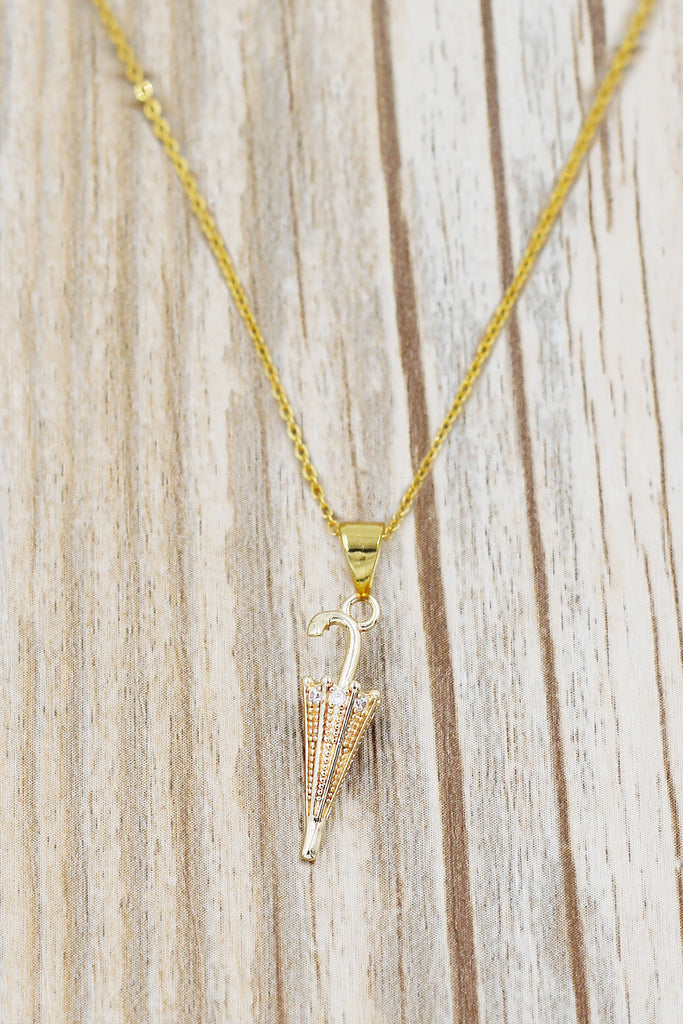 elegant umbrella crystal pendant necklace