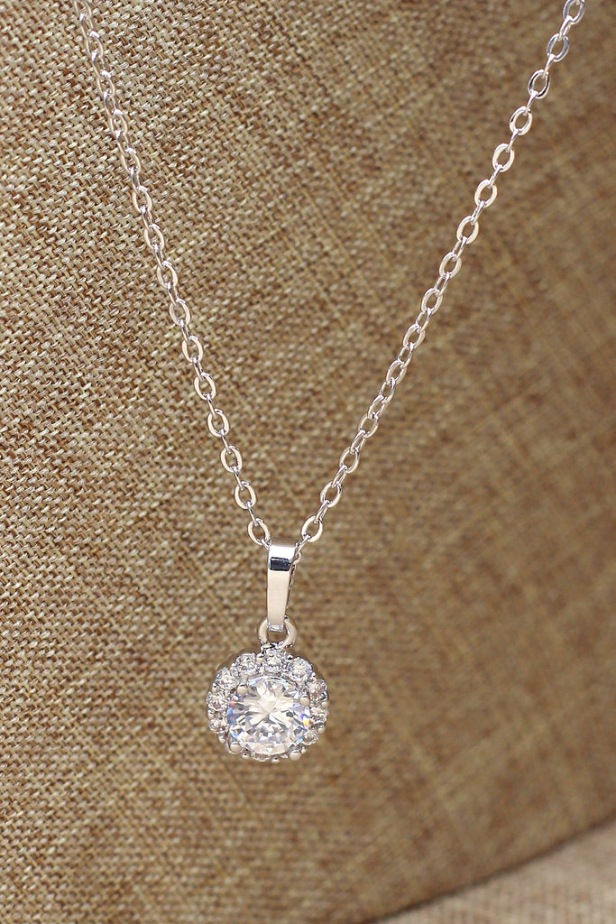 shining cabinet micro crystal silver necklace