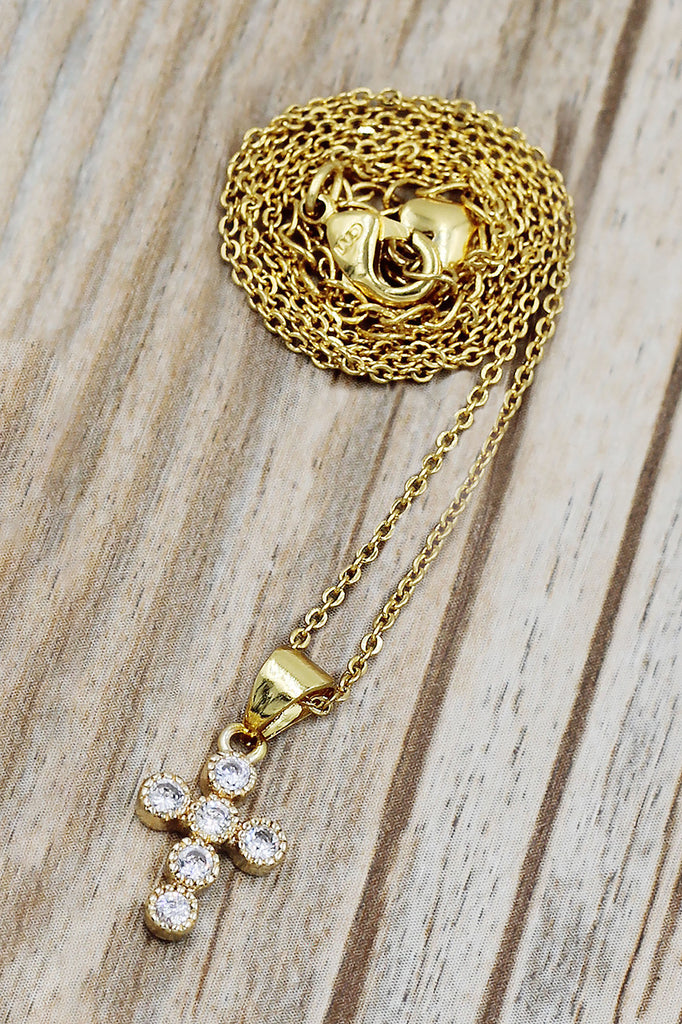 fashion mini cross crystal necklace