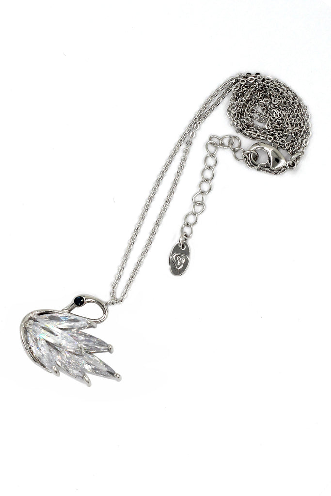 shiny crystal swan earrings necklace set