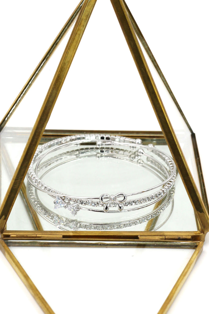 fashion silver hoop bowknot crystal bracelet