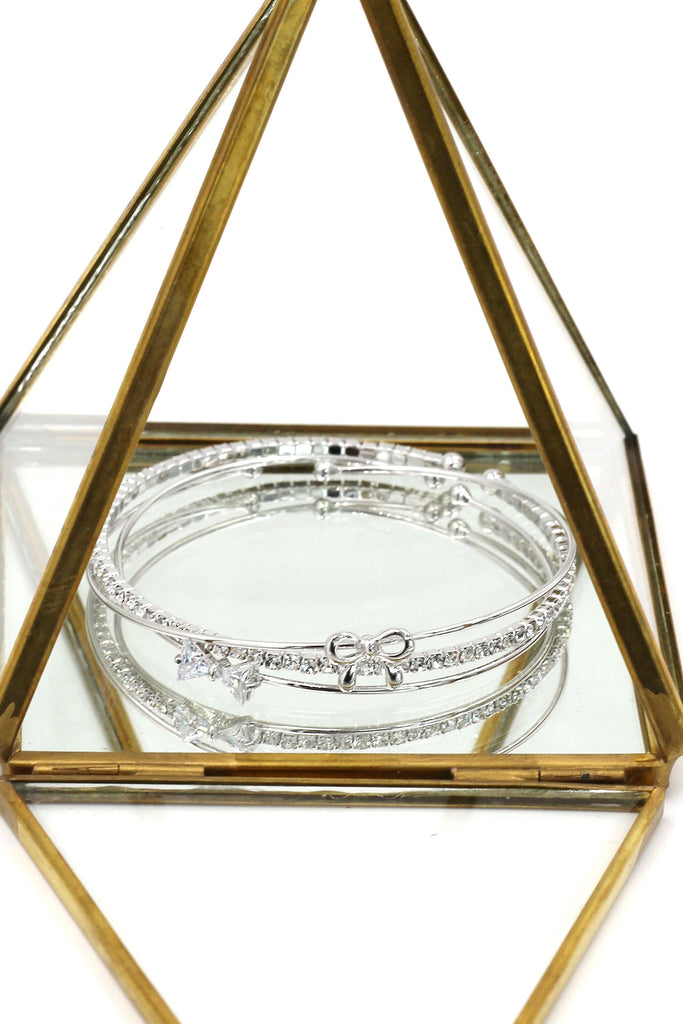 fashion bowknot crystal bracelet ring set