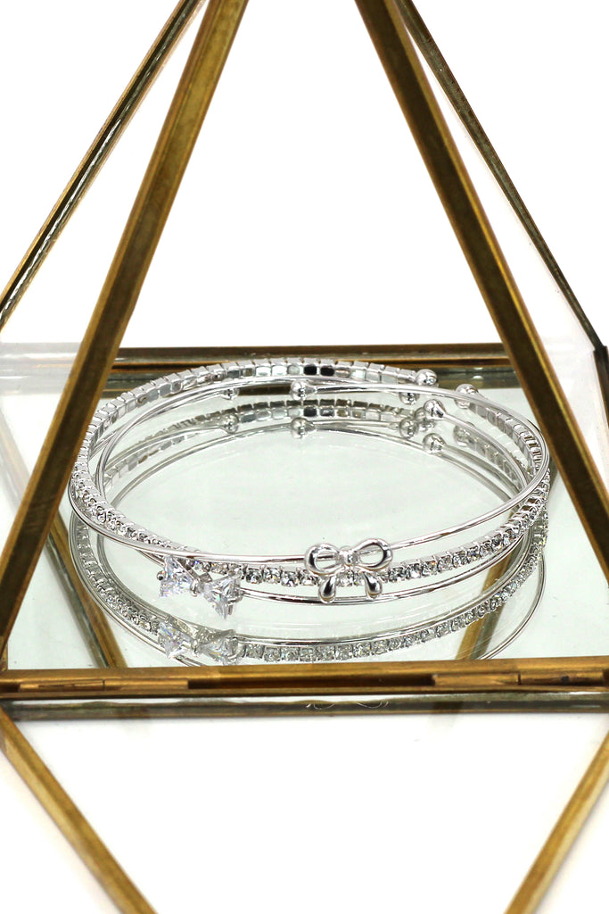 fashion silver hoop bowknot crystal bracelet