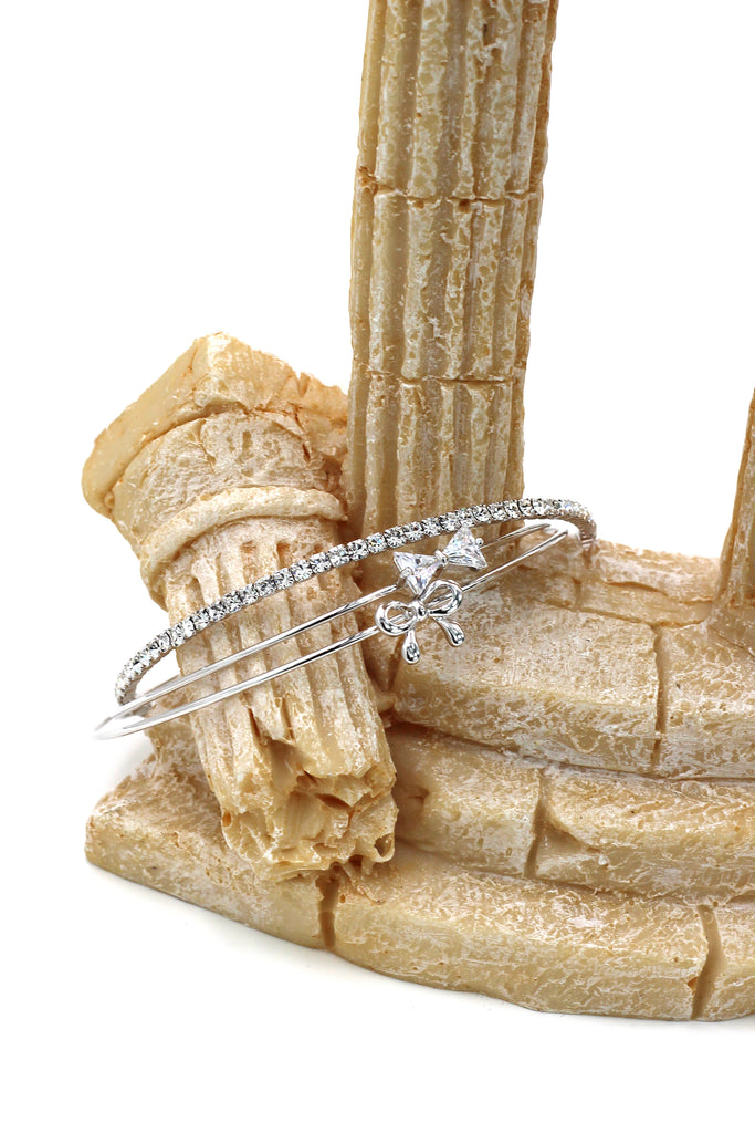 fashion silver hoop bowknot crystal bracelet