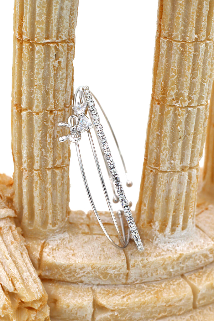 fashion silver hoop bowknot crystal bracelet