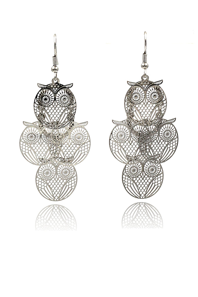 fashion owl crystal necklace earrings set