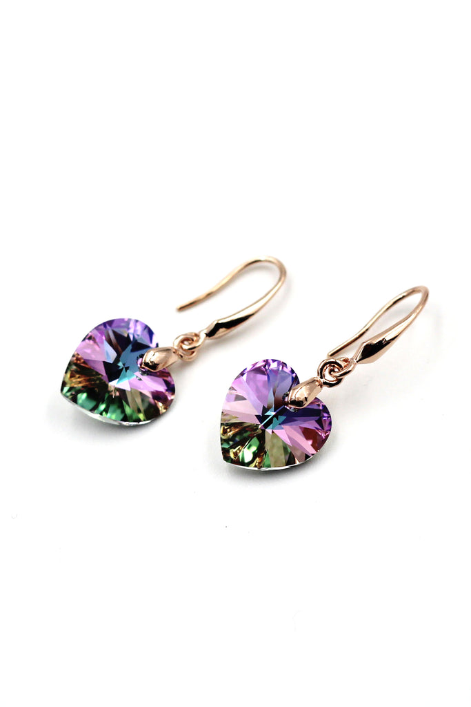 Purple love shape crystal earring