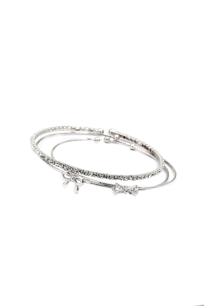fashion bowknot crystal bracelet ring set
