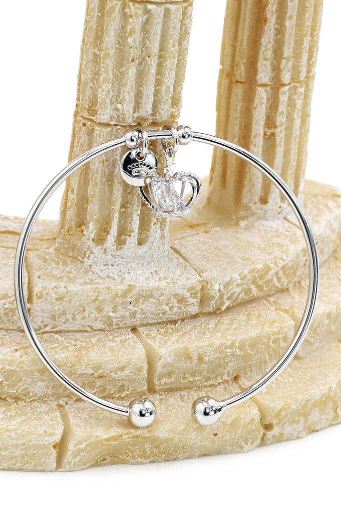 silver crown crystal bracelet earring set