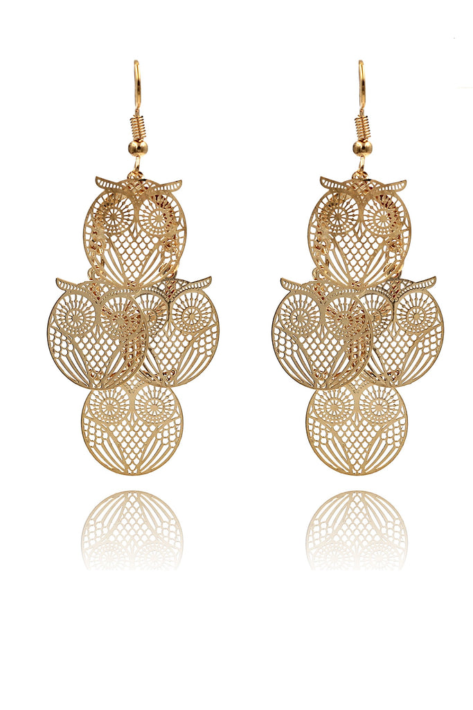 fashion owl crystal necklace earrings set