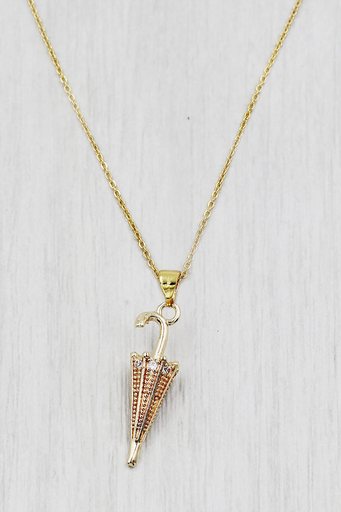 elegant umbrella crystal pendant necklace