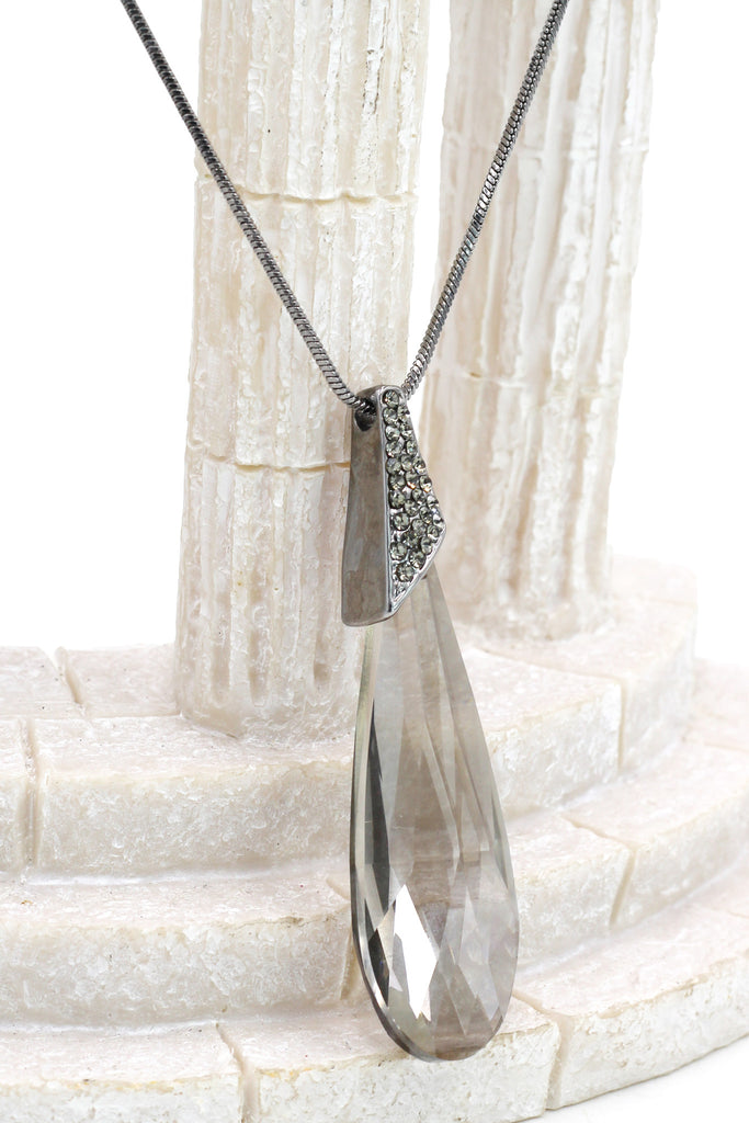fashion big gray crystal necklace