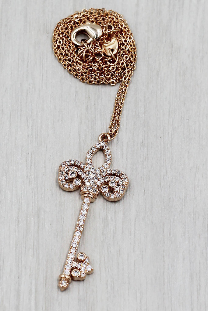 full crystal key necklace