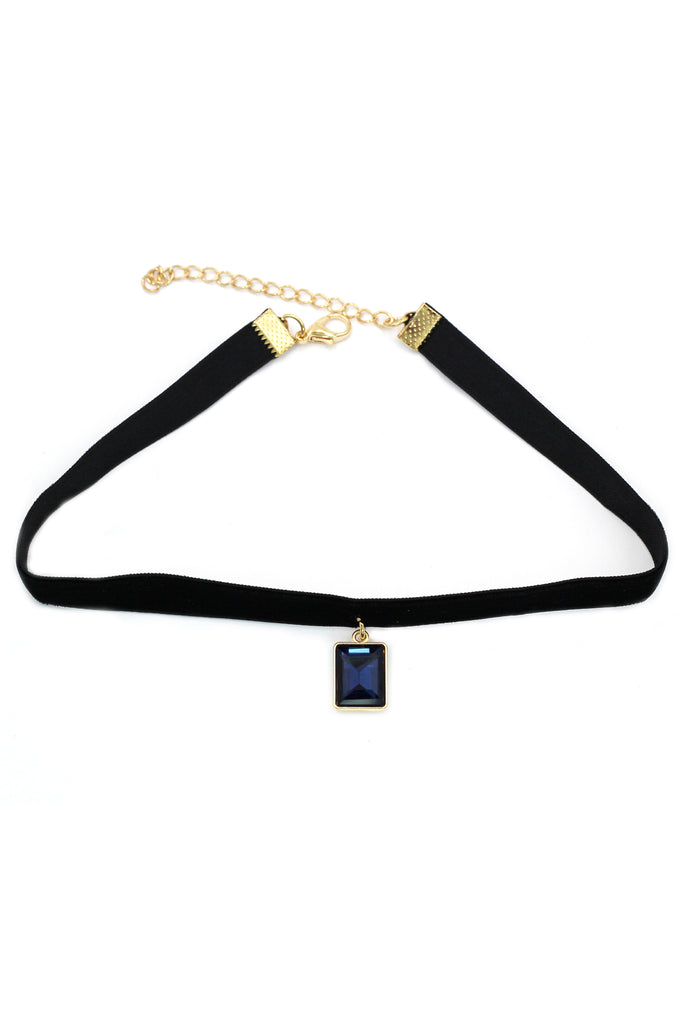 ladies plush belt pendant square crystal choker