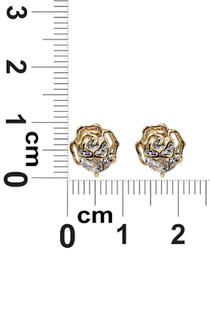 fashion golden rose crystal earrings