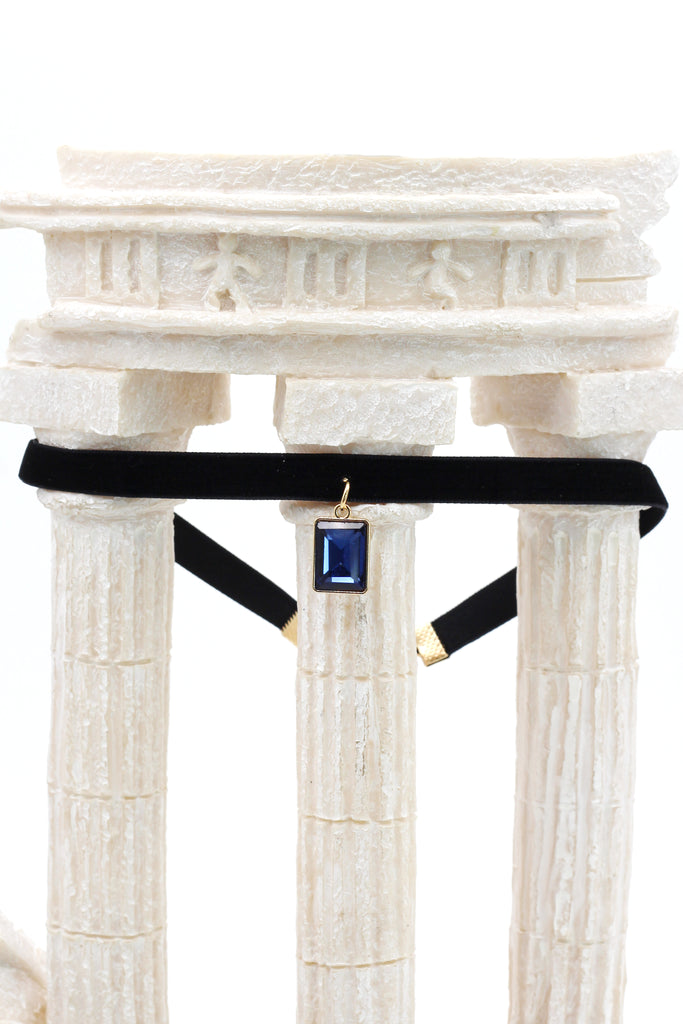 ladies plush belt pendant square crystal choker