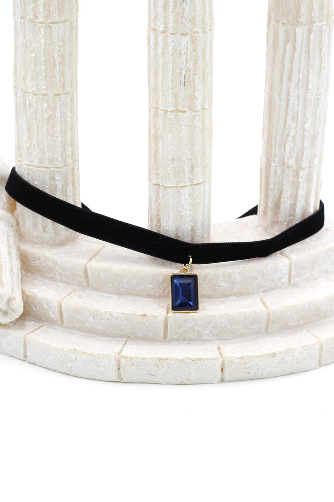 ladies plush belt pendant square crystal choker