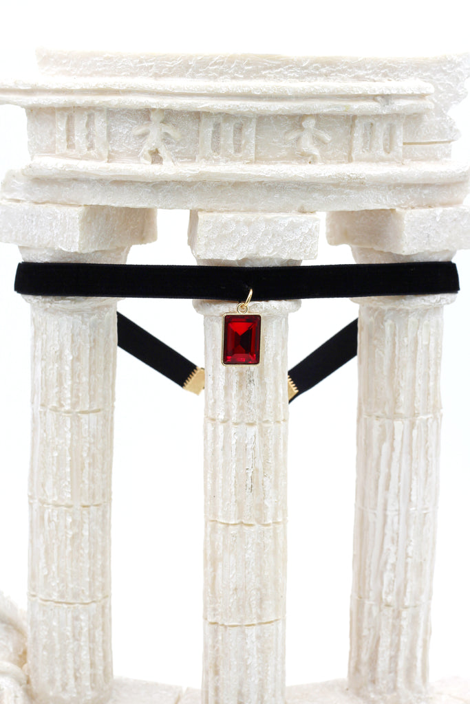 ladies plush belt pendant square crystal choker