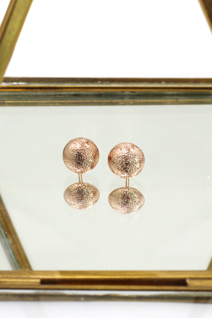 simple small shield rose gold earrings