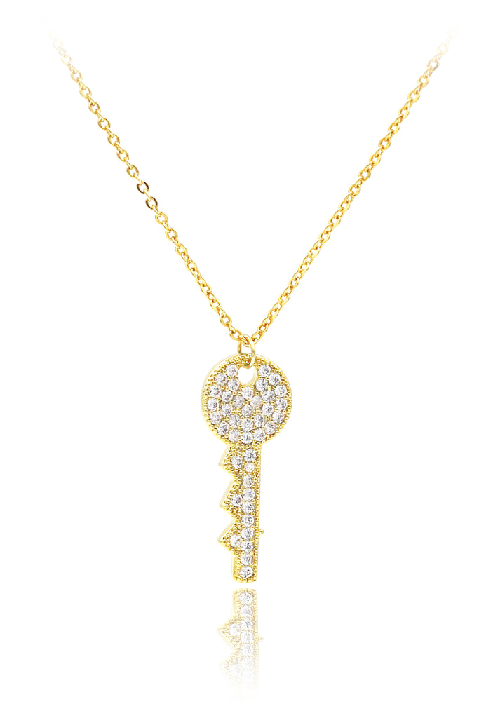 sparkling little crystal key necklace