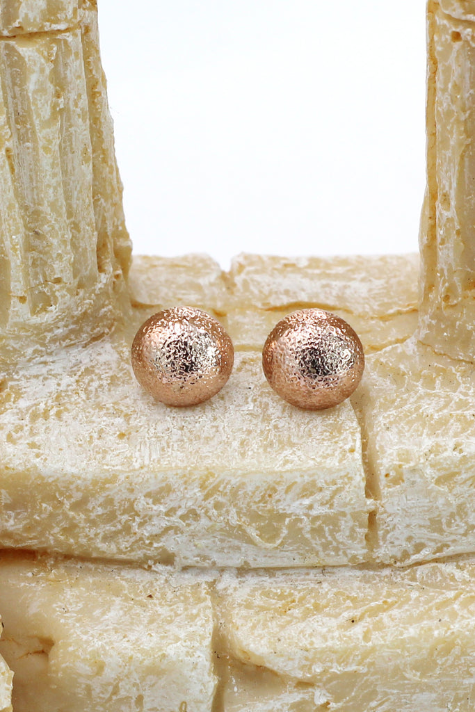 simple small shield rose gold earrings