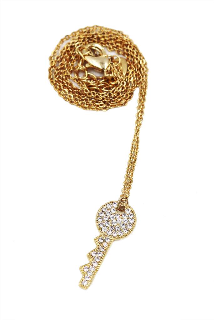 sparkling little crystal key necklace