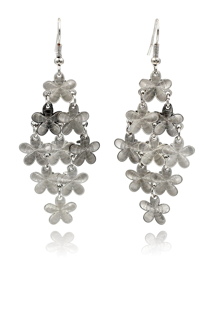 Delicate crystal ring flower earrings set