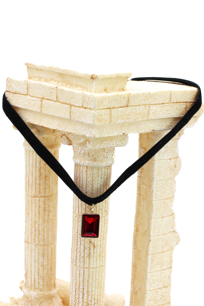 ladies plush belt pendant square crystal choker