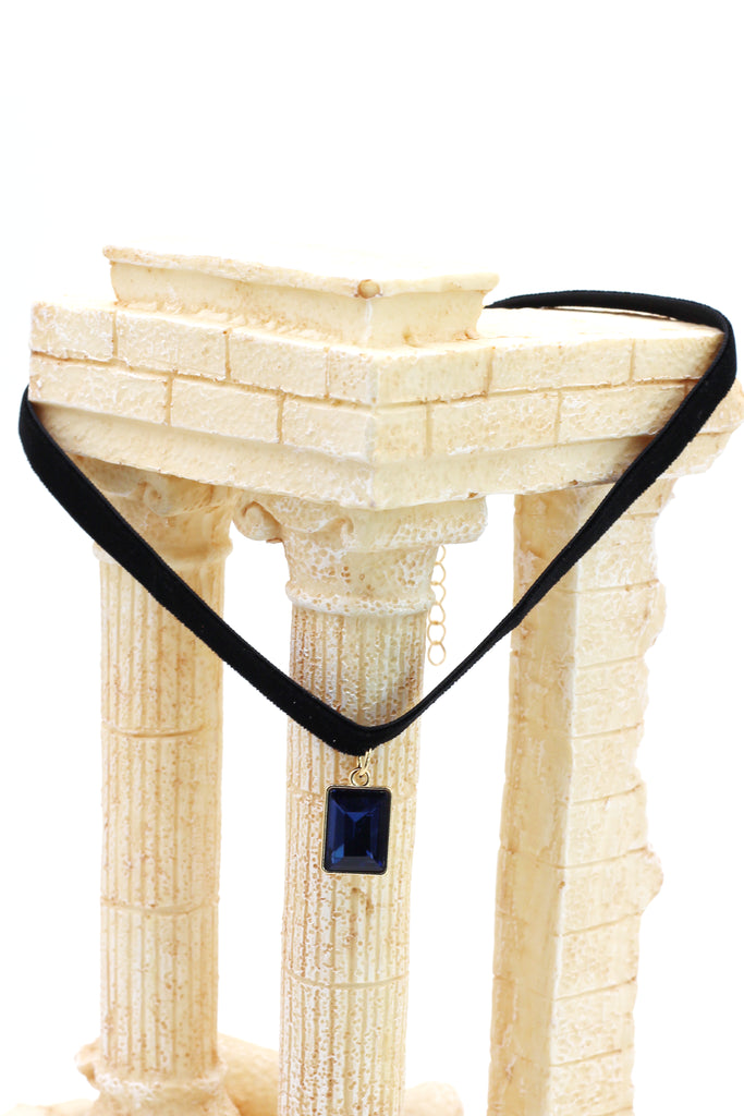 ladies plush belt pendant square crystal choker