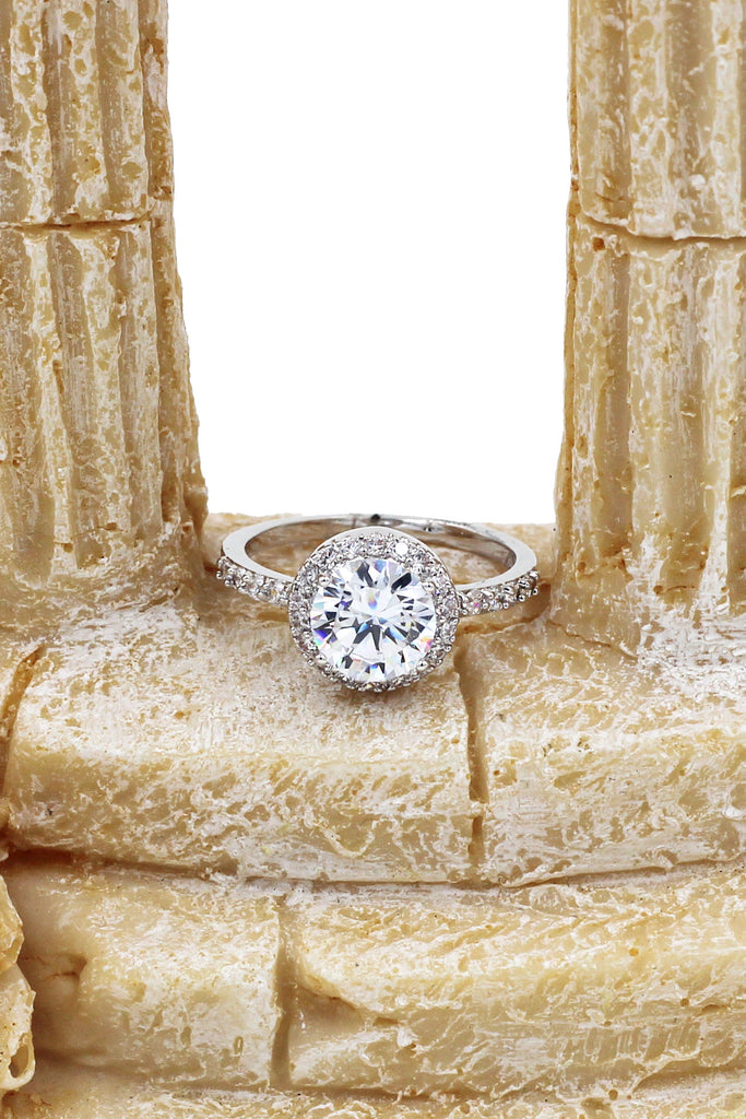 shining crystal silver ring