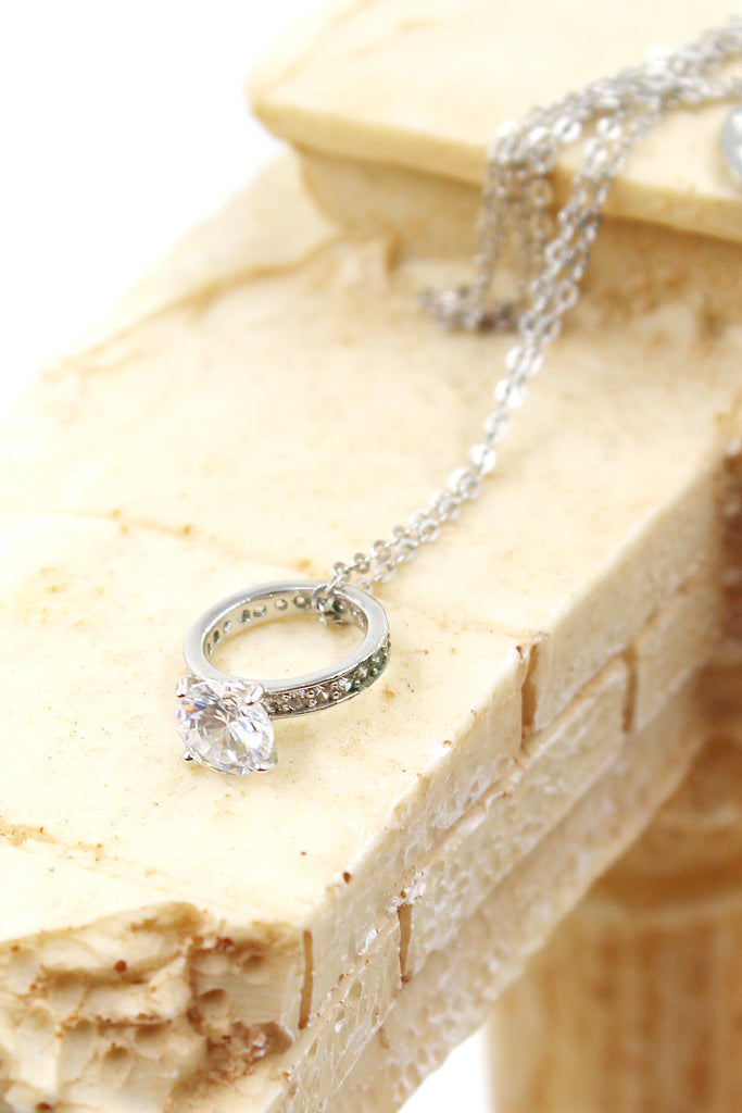 fashion crystal ring pendant necklace