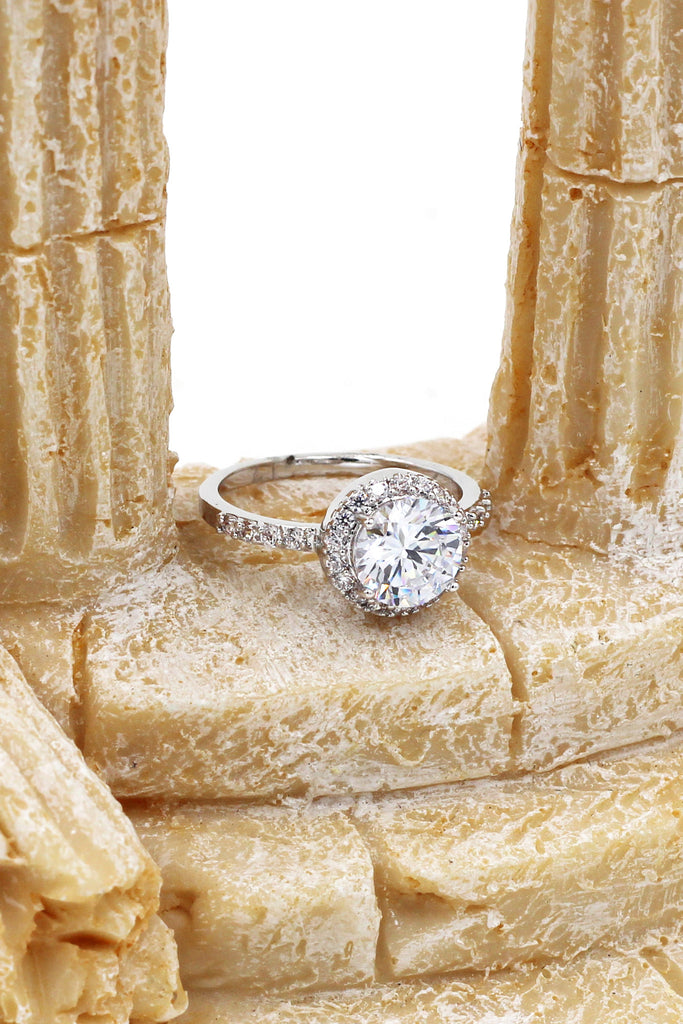 shining crystal silver ring