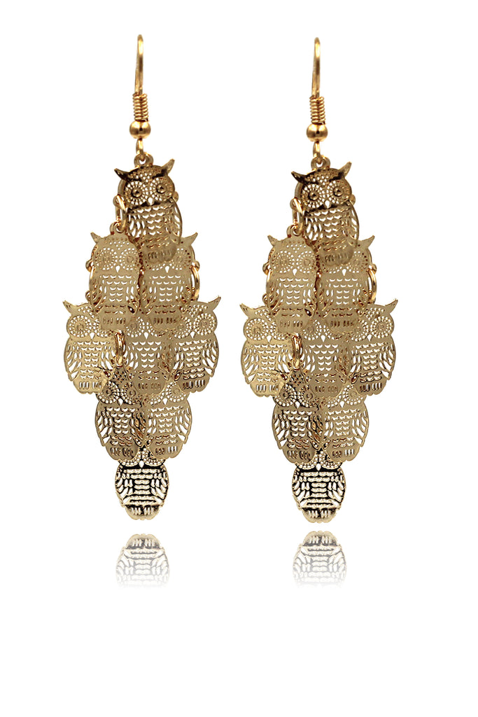 Fashion owl necklace earrings set