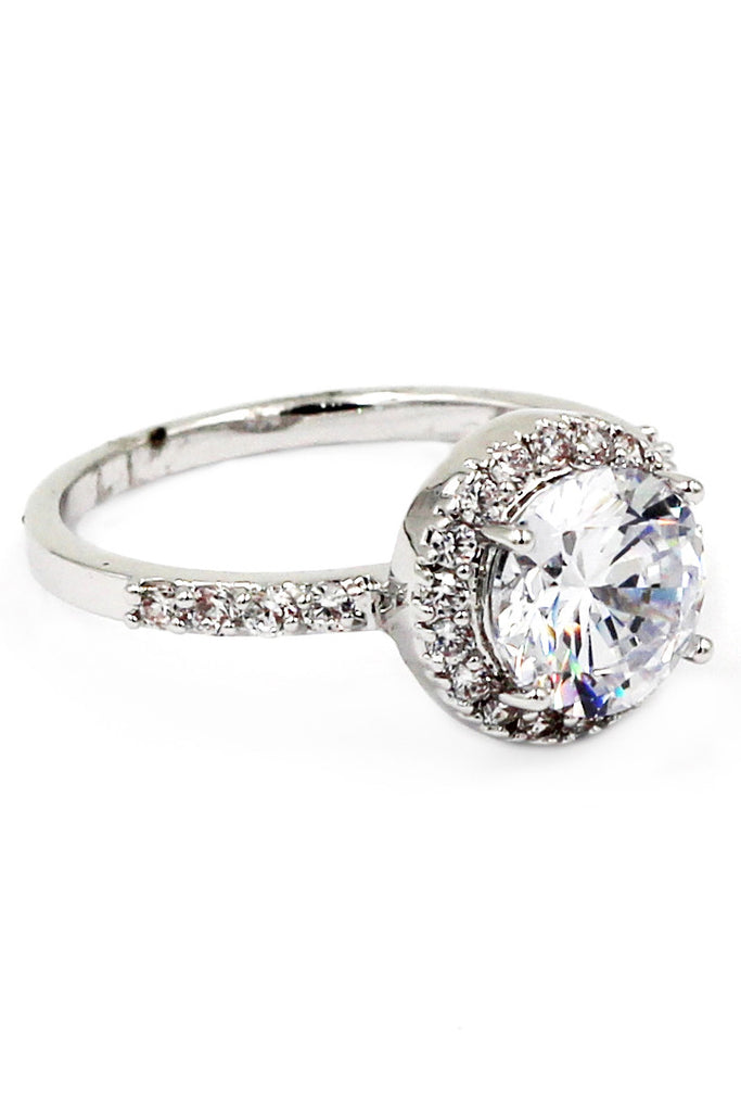 shining crystal silver ring