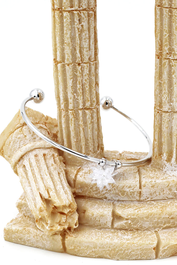 Fashion white crystal opening silver bracelet