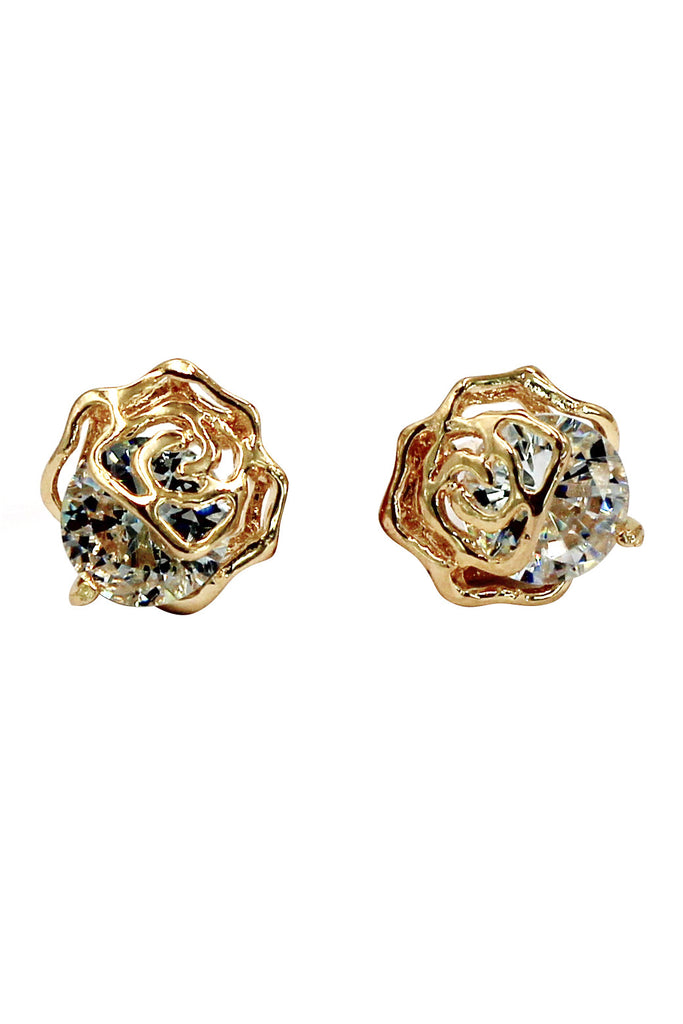fashion golden rose crystal earrings