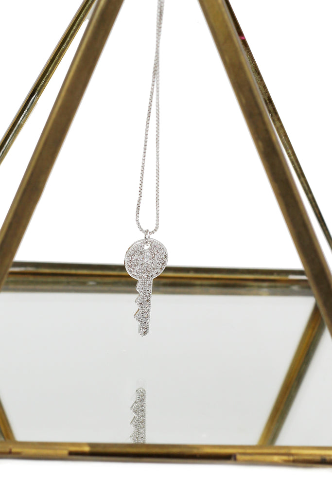 sparkling little crystal key necklace