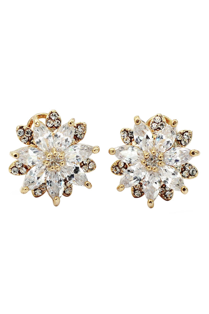 fashion flowers crystal ring earring set