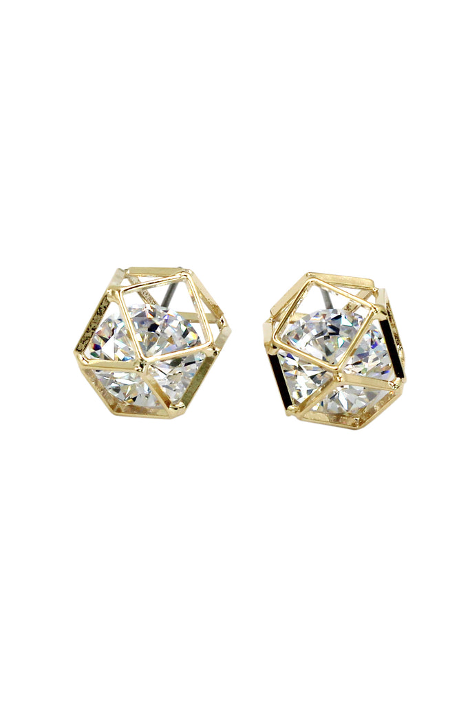 Small globular crystal earrings